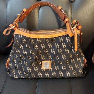 Dooney & Bourke Black and Tan Monogram Shoulder Bag